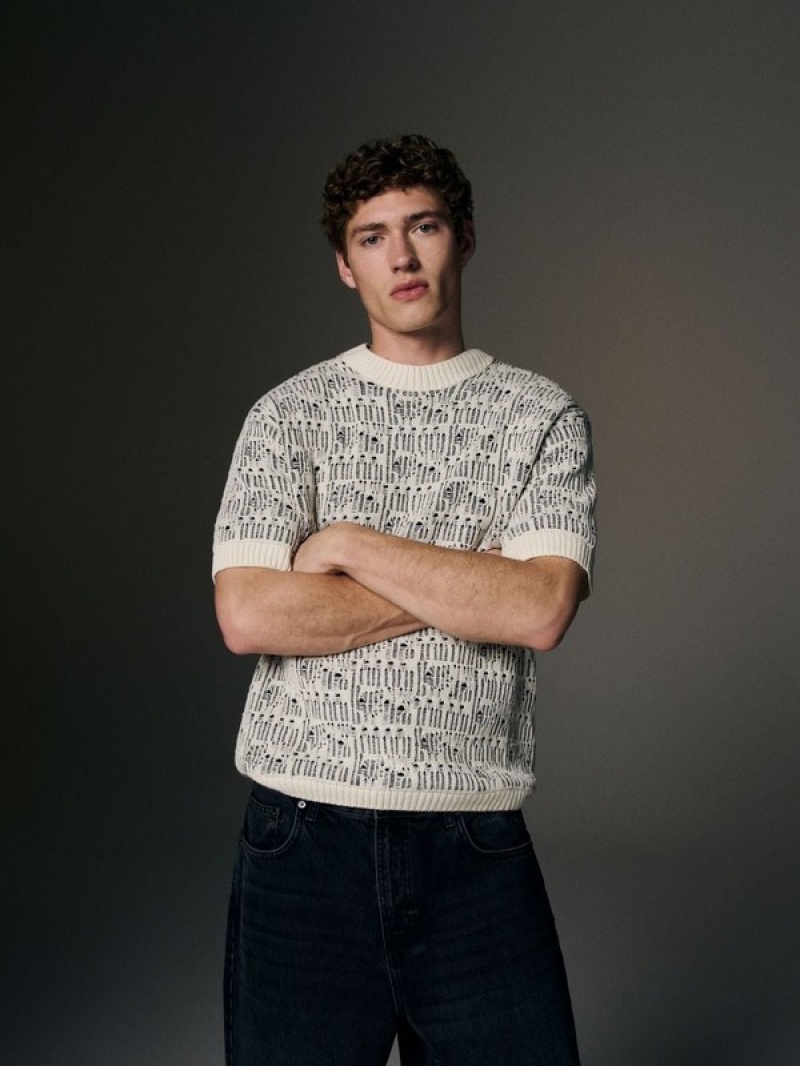 Reserved Jumper In Textured Knit Pullover Herren Weiß | 7352-EGRJD