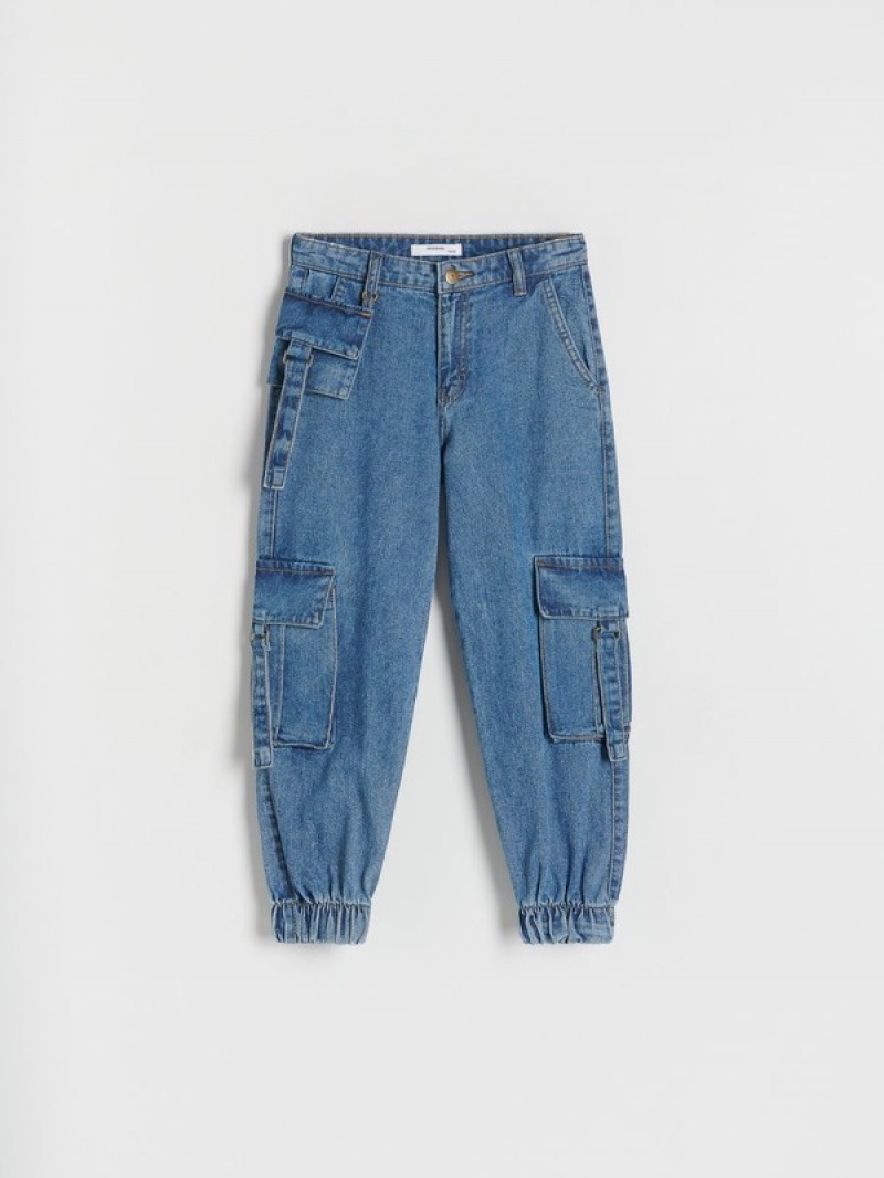 Reserved Klassische Denim Joggers Jeans Mädchen Blau | 5821-BFCDS