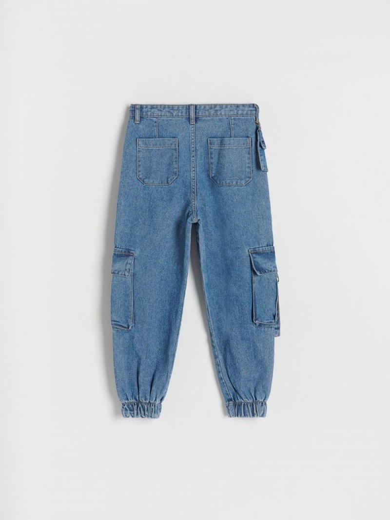 Reserved Klassische Denim Joggers Jeans Mädchen Blau | 5821-BFCDS