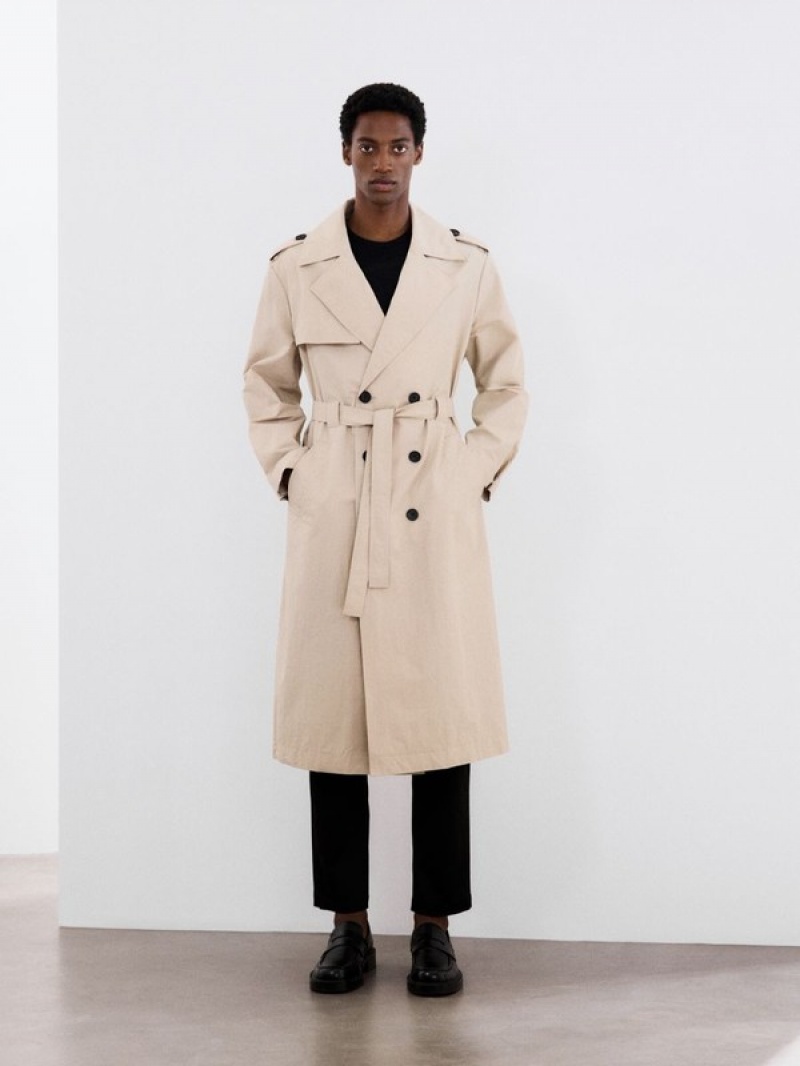 Reserved Klassische Design Trench Mäntel Herren Beige | 9372-QRXMA