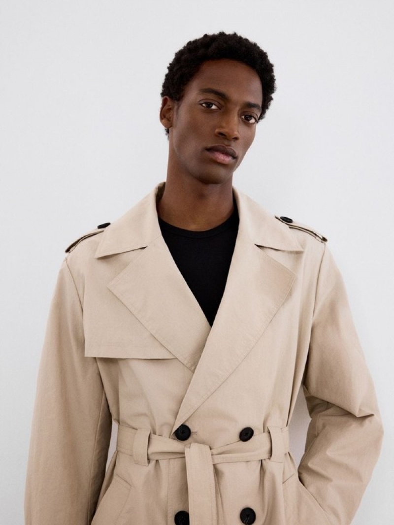 Reserved Klassische Design Trench Mäntel Herren Beige | 9372-QRXMA