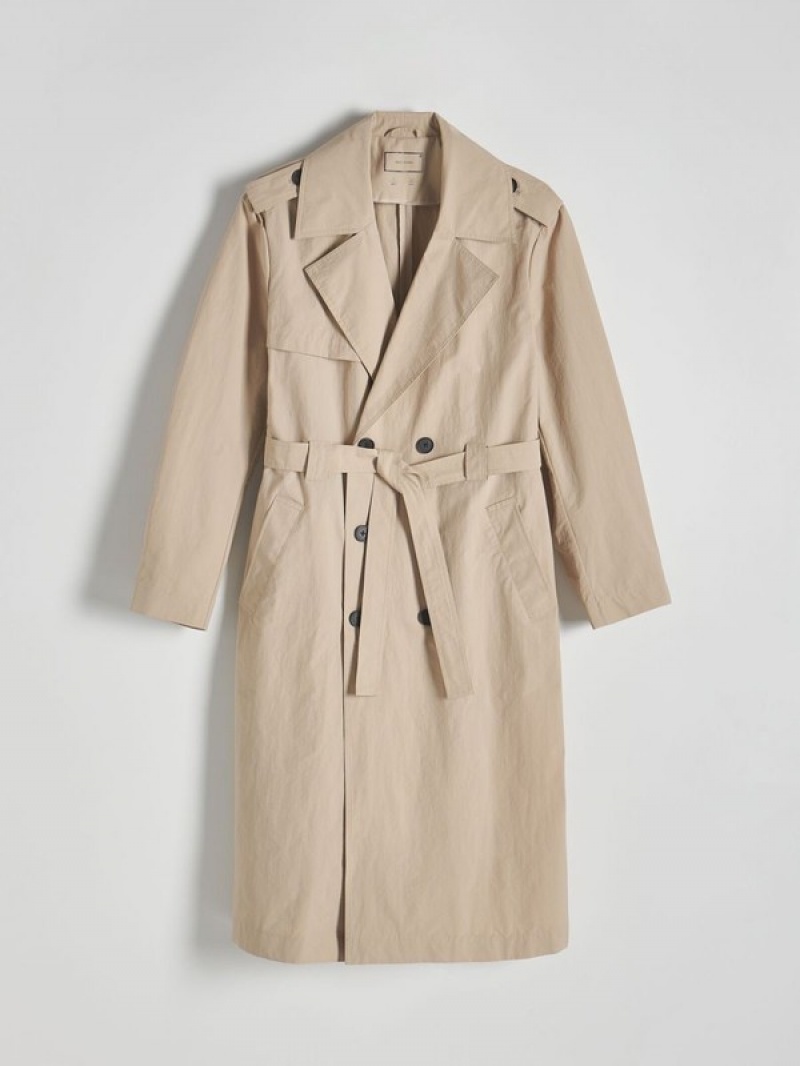 Reserved Klassische Design Trench Mäntel Herren Beige | 9372-QRXMA