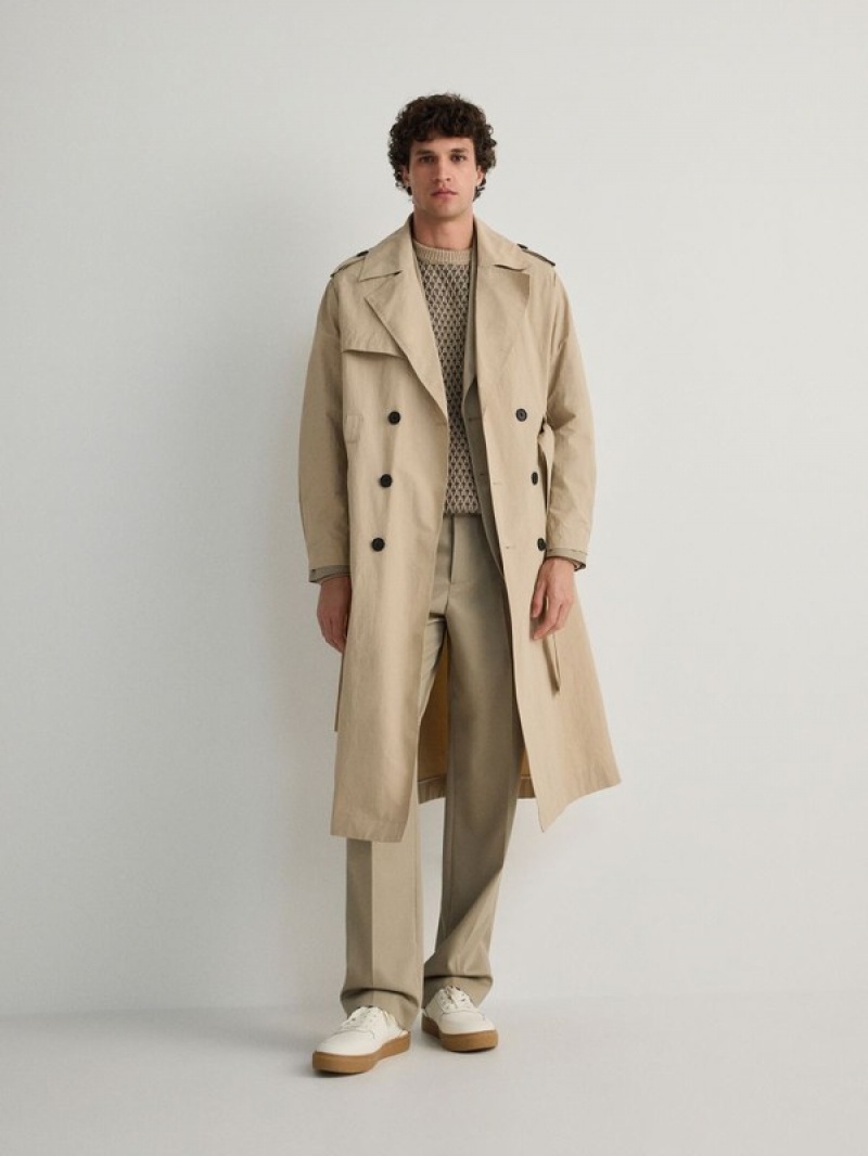 Reserved Klassische Design Trench Mäntel Herren Beige | 3958-SYNEF