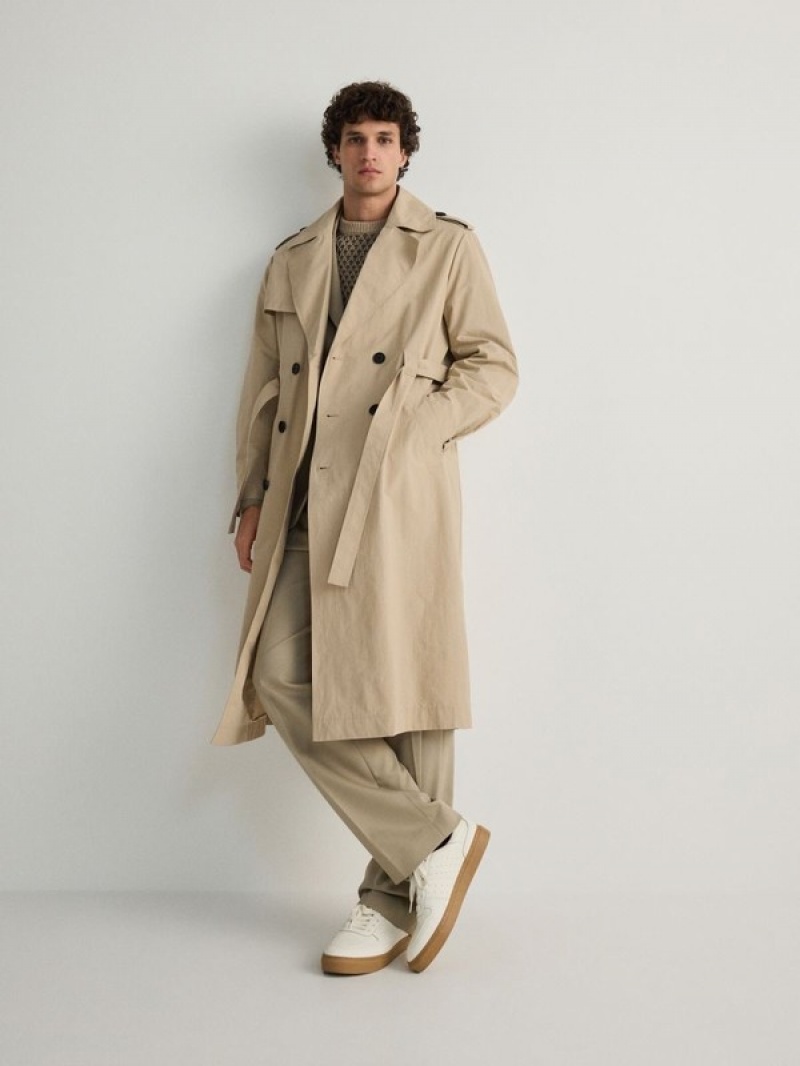 Reserved Klassische Design Trench Mäntel Herren Beige | 3958-SYNEF