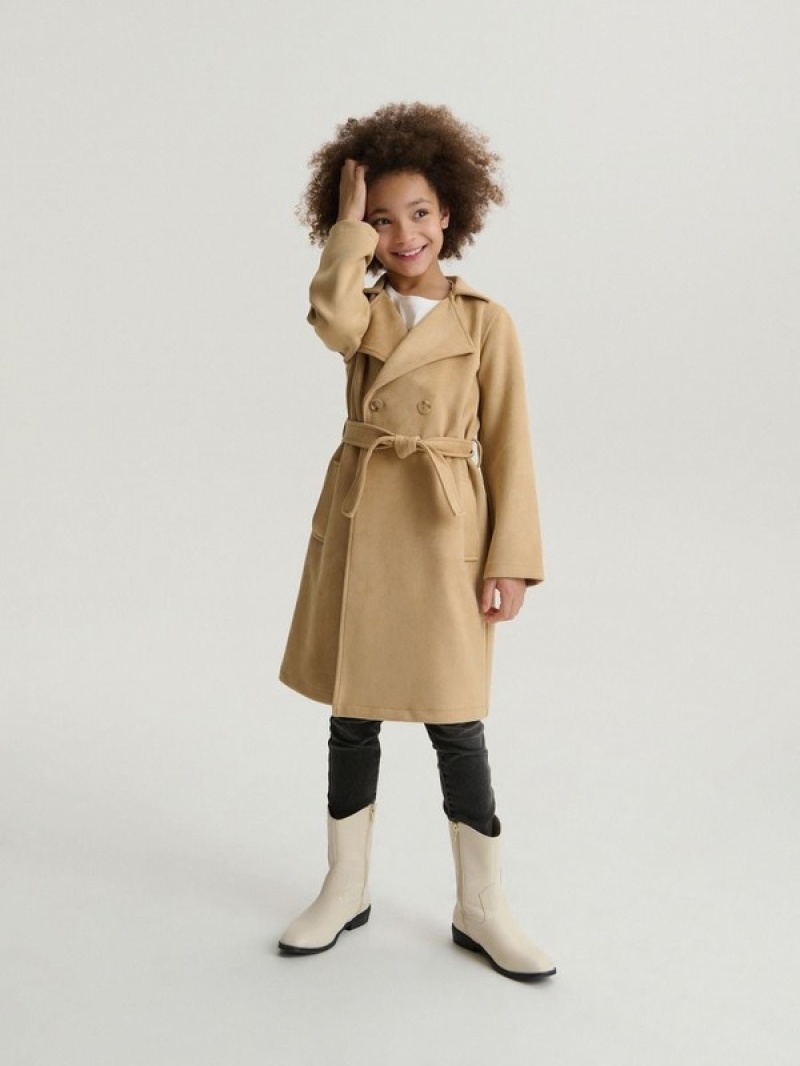 Reserved Klassische Trench Jacken Mädchen Beige | 4538-AXPNM