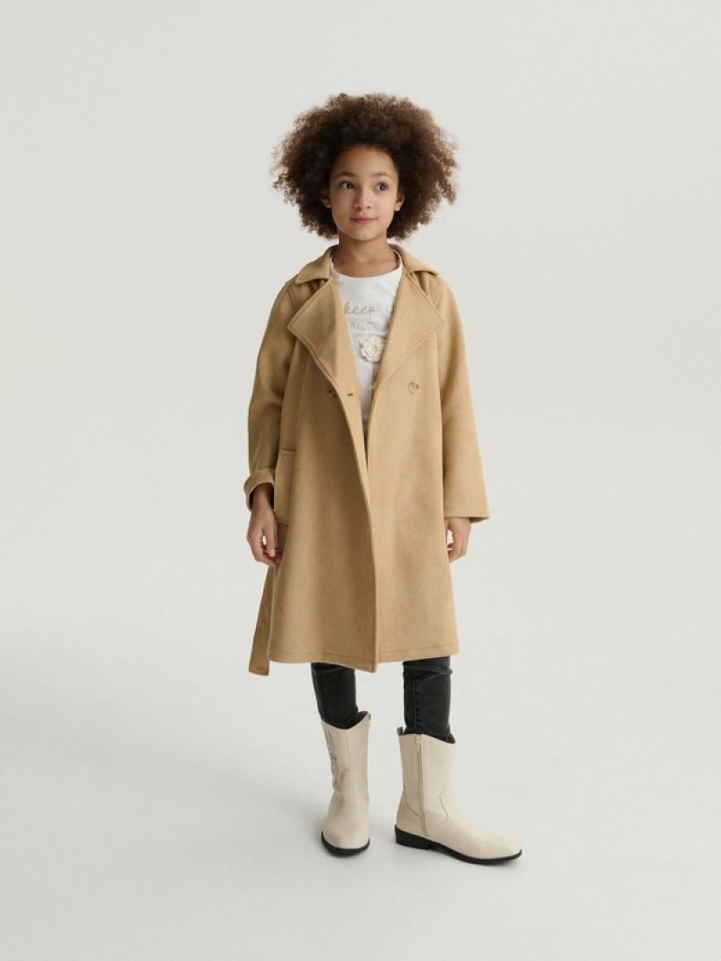 Reserved Klassische Trench Jacken Mädchen Beige | 4538-AXPNM