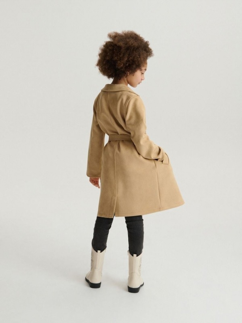 Reserved Klassische Trench Jacken Mädchen Beige | 4538-AXPNM