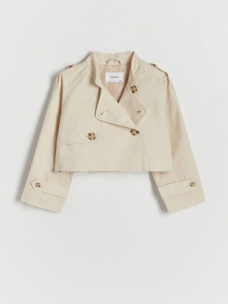 Reserved Kurzes Trench Jacken Mädchen Beige | 9301-XCMIW