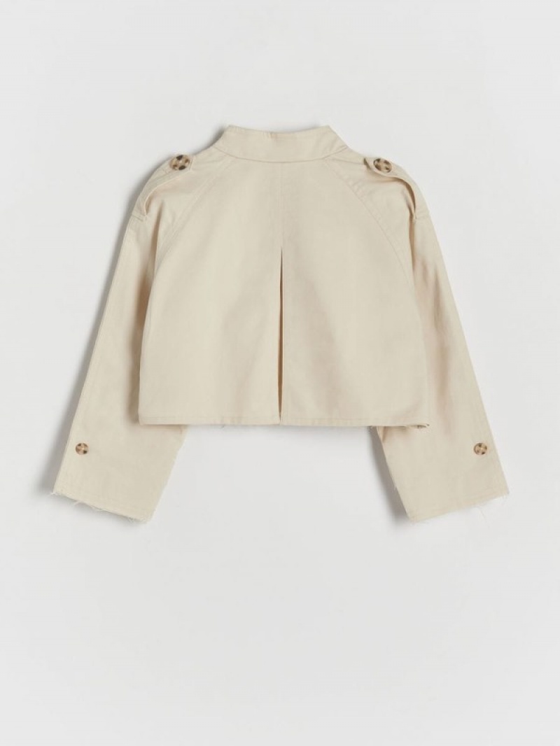 Reserved Kurzes Trench Jacken Mädchen Beige | 9301-XCMIW