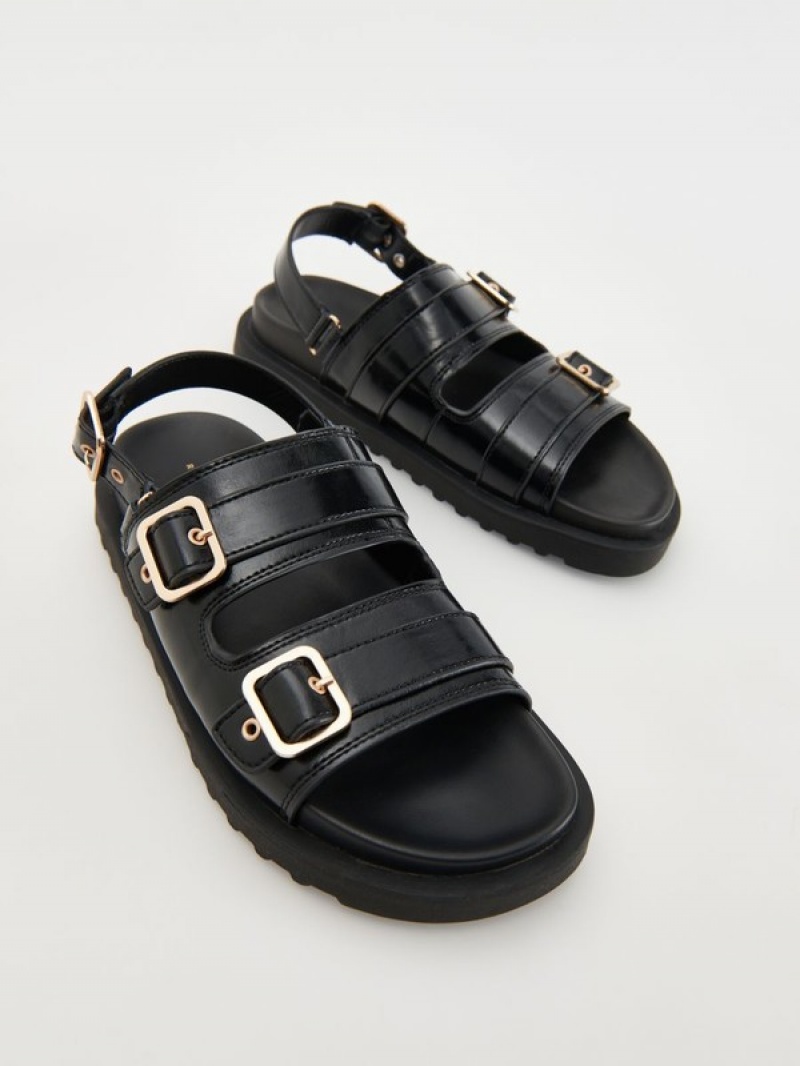 Reserved Leatherbuckles Sandalen Damen Schwarz | 5231-MJQAN