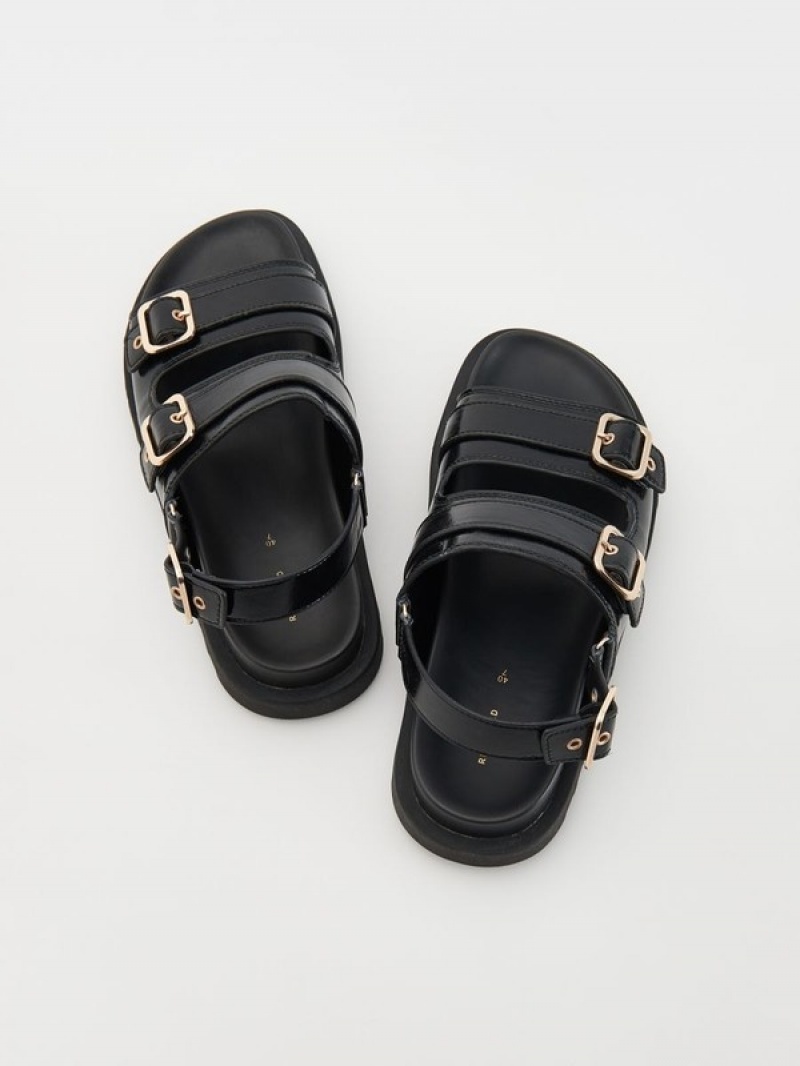 Reserved Leatherbuckles Sandalen Damen Schwarz | 5231-MJQAN