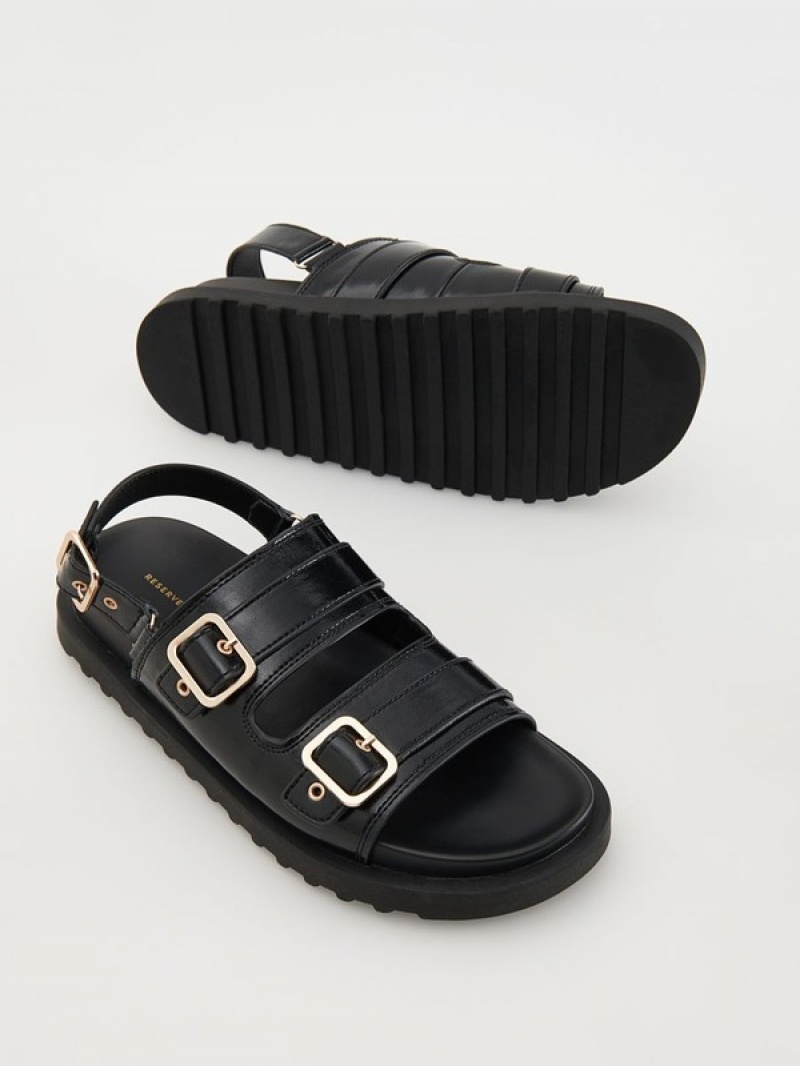 Reserved Leatherbuckles Sandalen Damen Schwarz | 5231-MJQAN