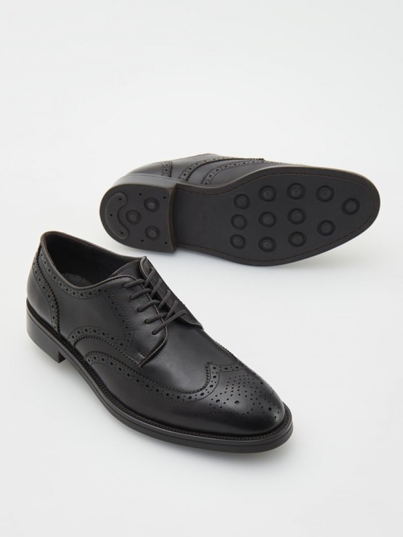 Reserved Leder Derby Schuhe Herren Dunkelbraun | 2594-ANFWI