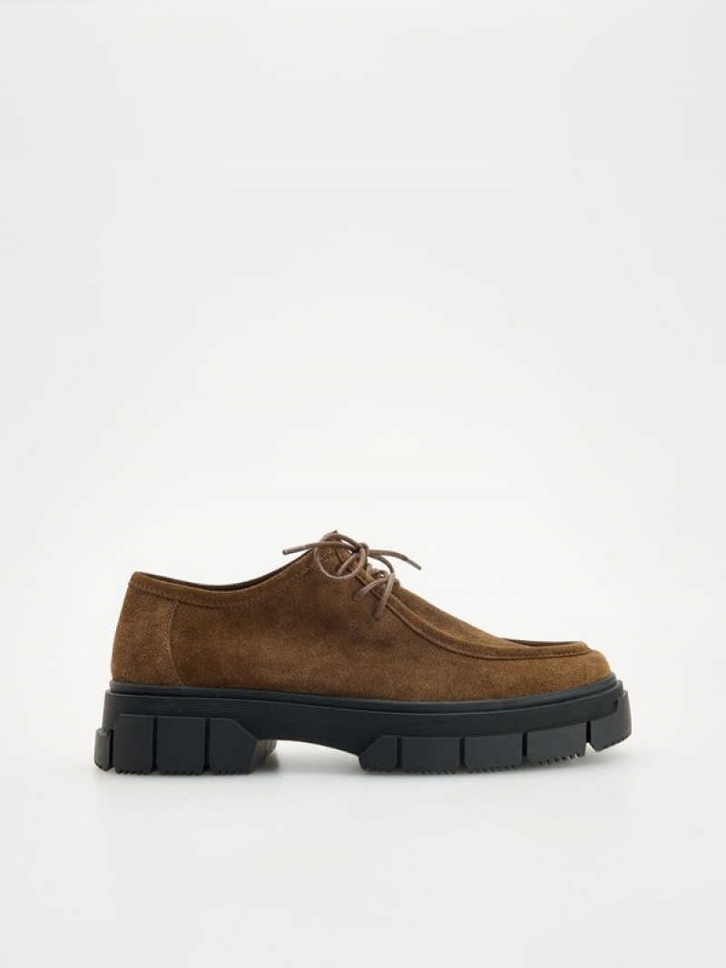 Reserved Leder Schuhe Herren Dunkelbraun | 5869-VIYNA