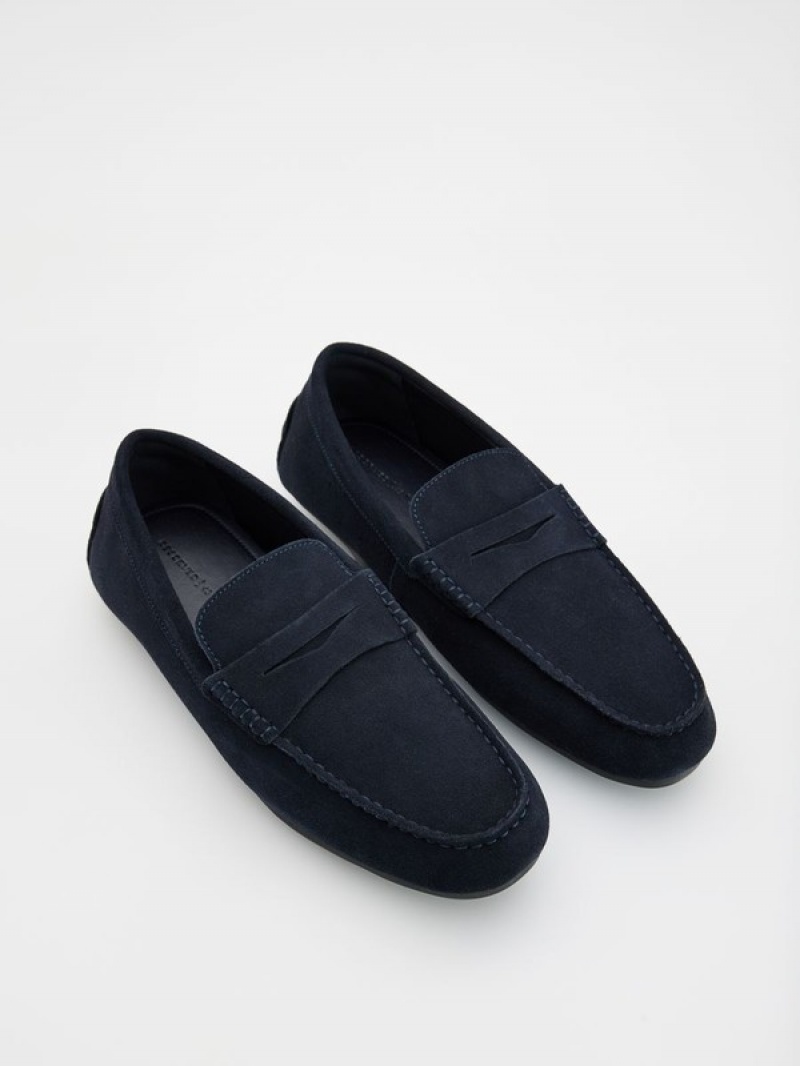 Reserved Leder Schuhe Herren Navy | 0562-GHZLK