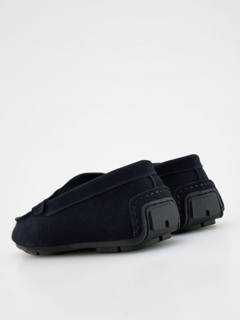 Reserved Leder Schuhe Herren Navy | 0562-GHZLK