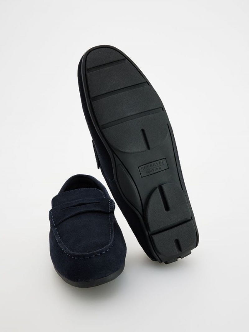 Reserved Leder Schuhe Herren Navy | 0562-GHZLK