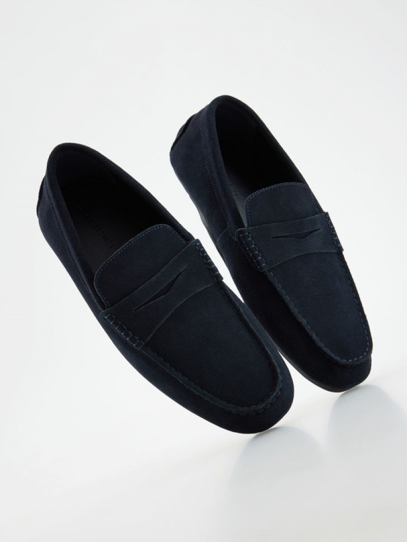 Reserved Leder Schuhe Herren Navy | 0562-GHZLK