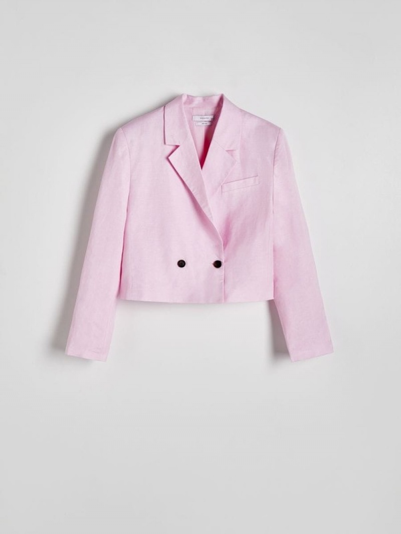 Reserved Linen And Viscose Blend Blazer Damen Rosa | 6739-WHYFV