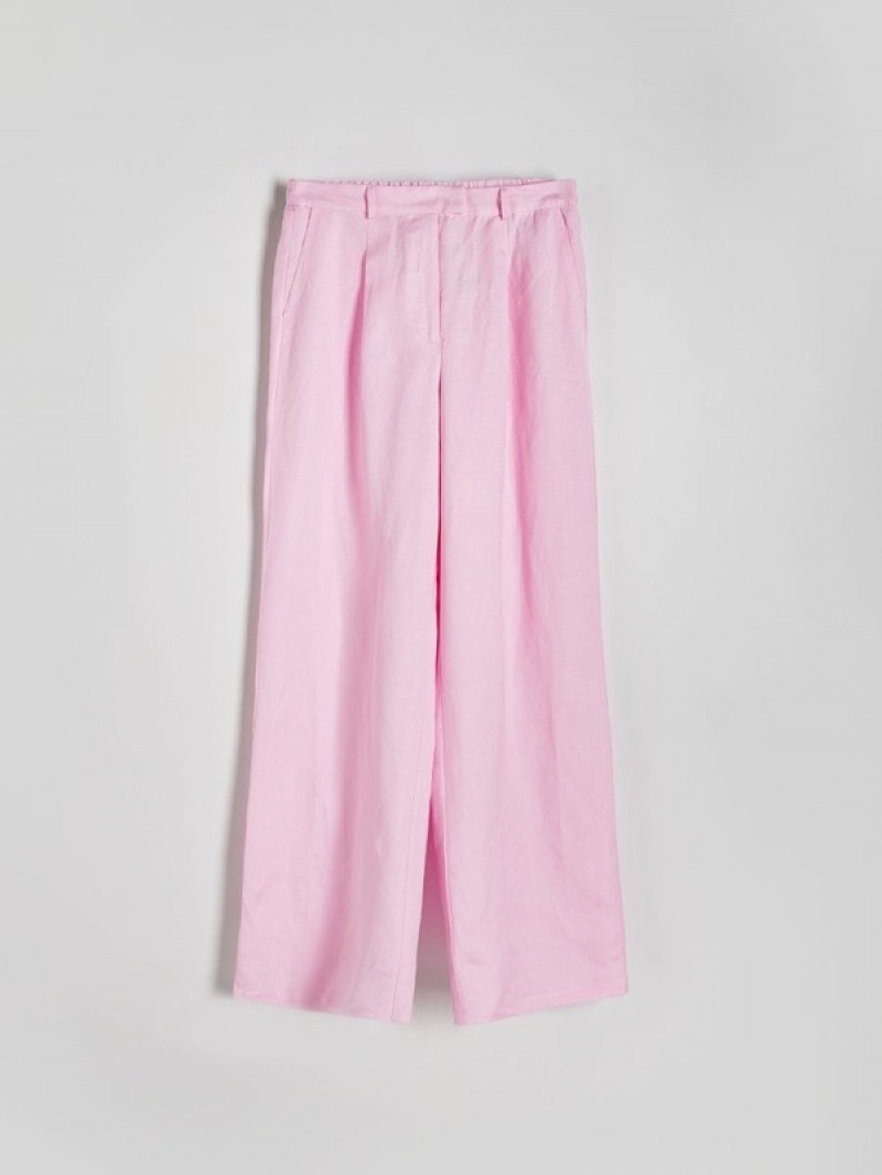 Reserved Linen And Viscose Blend Hosen Damen Rosa | 5894-YFSPC