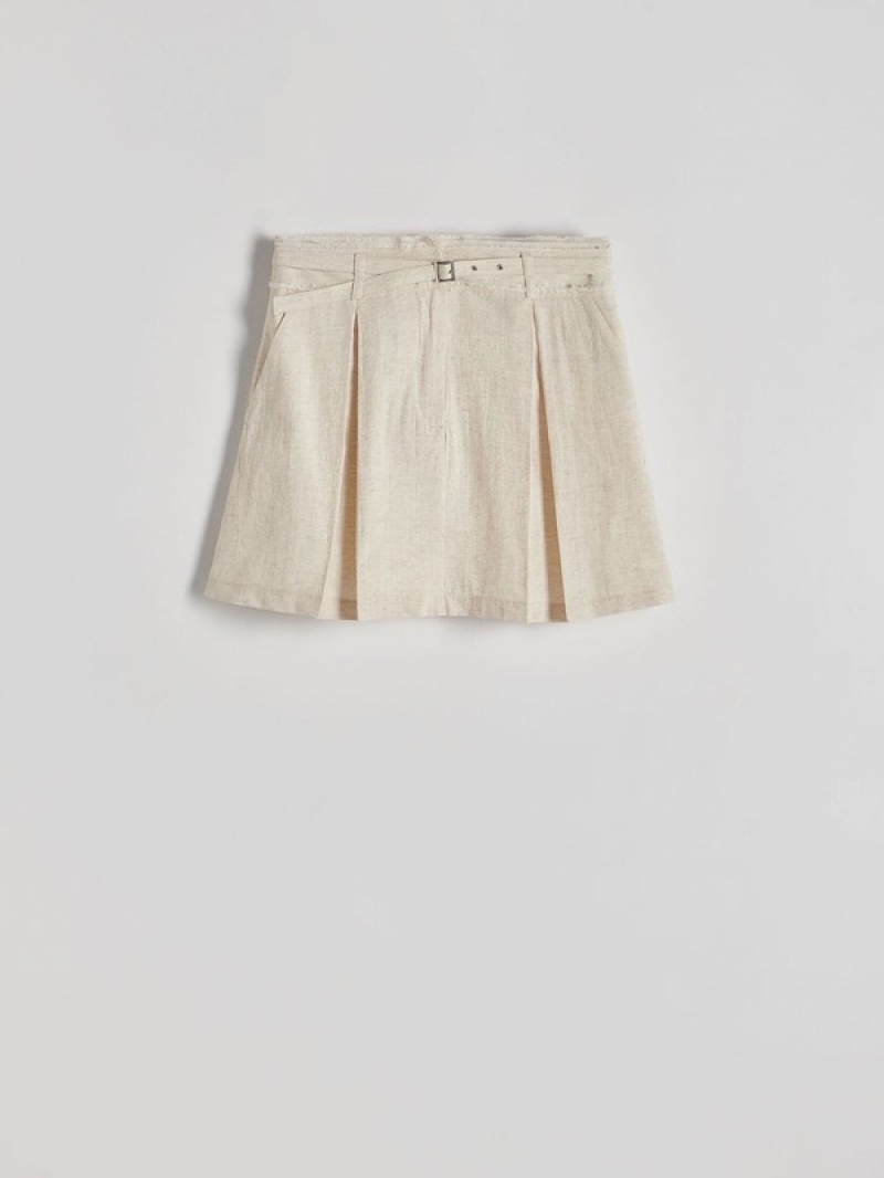 Reserved Linen Blend Mini Röcke Damen Beige | 4928-VRFQX