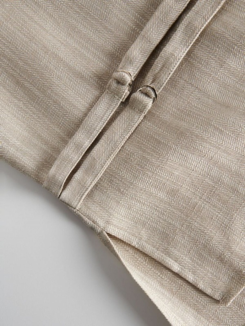 Reserved Linen Blend Weste Damen Beige | 4823-ZTQLC