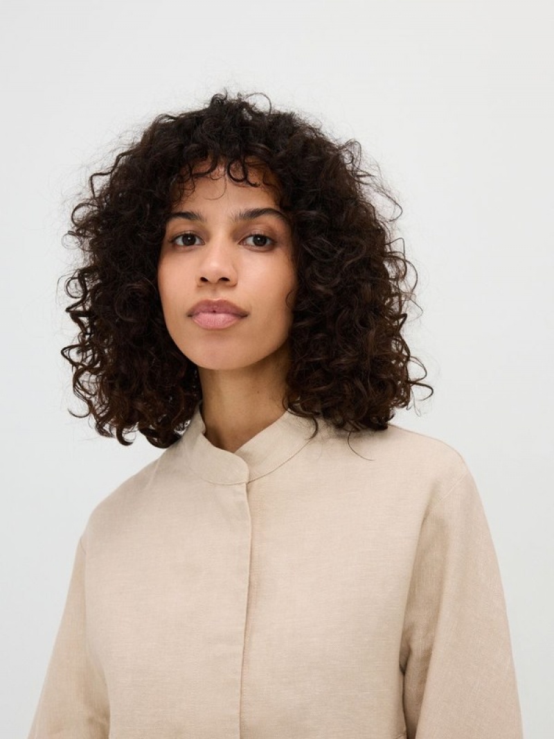 Reserved Linen Bomber Jacken Damen Weiß | 9412-NWTCL