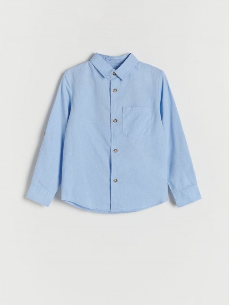 Reserved Linen Rich Hemd Jungen Hellblau | 7946-XWYCH