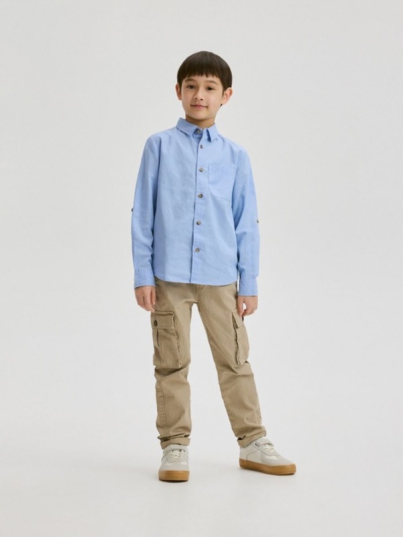 Reserved Linen Rich Hemd Jungen Hellblau | 7946-XWYCH