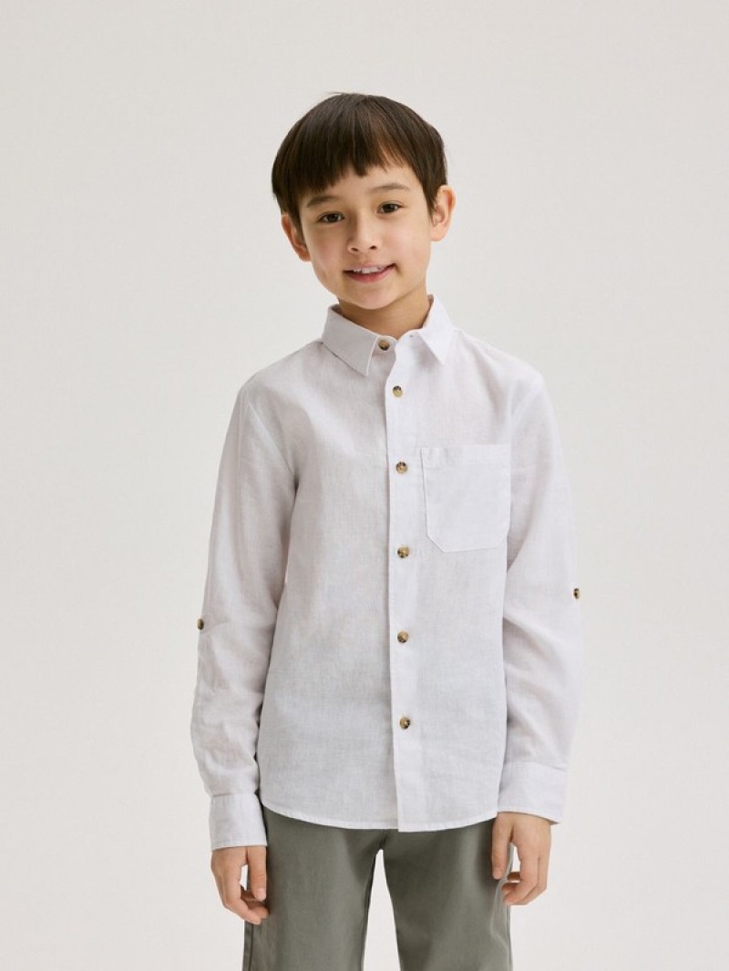 Reserved Linen Rich Hemd Jungen Weiß | 4732-PONZB