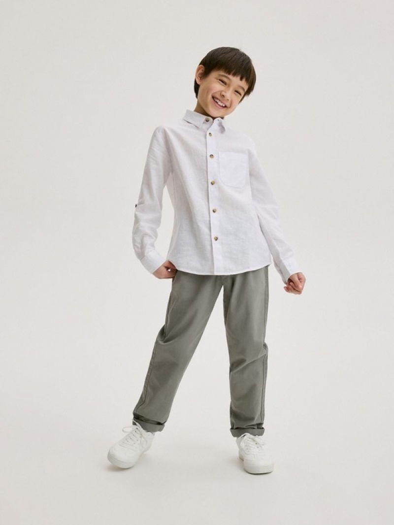 Reserved Linen Rich Hemd Jungen Weiß | 4732-PONZB