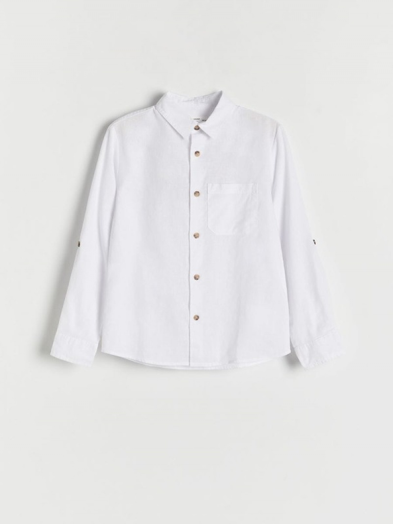 Reserved Linen Rich Hemd Jungen Weiß | 4732-PONZB