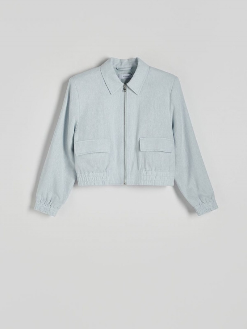 Reserved Linen Rich Jacken Damen Hellblau | 0159-LIBGA