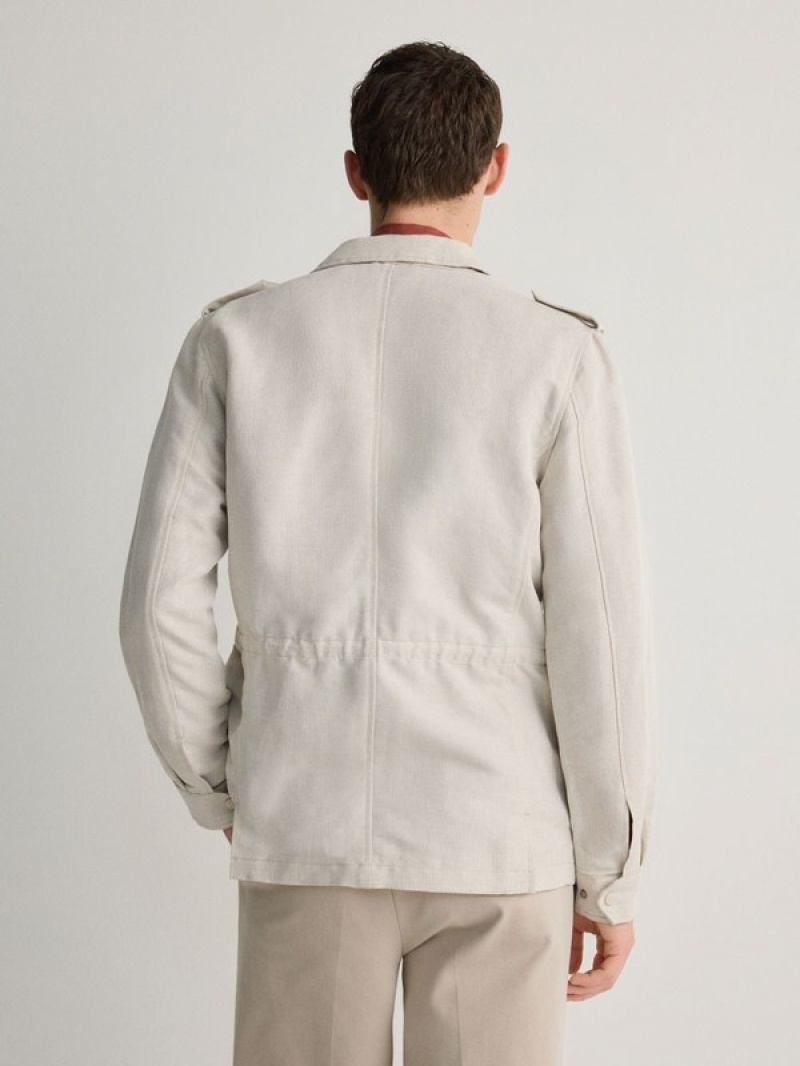 Reserved Linen Rich Jacken Herren Beige | 1796-DEKHZ