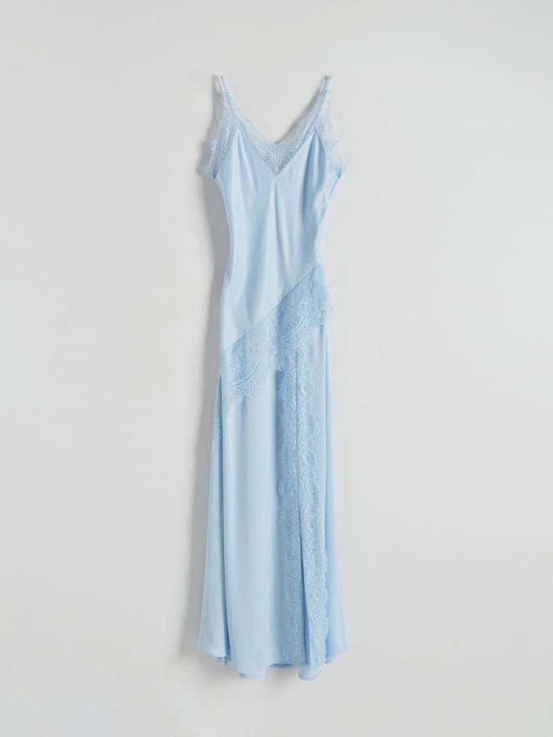 Reserved Lingerie Maxi Kleid Damen Blau | 1562-FNJHK