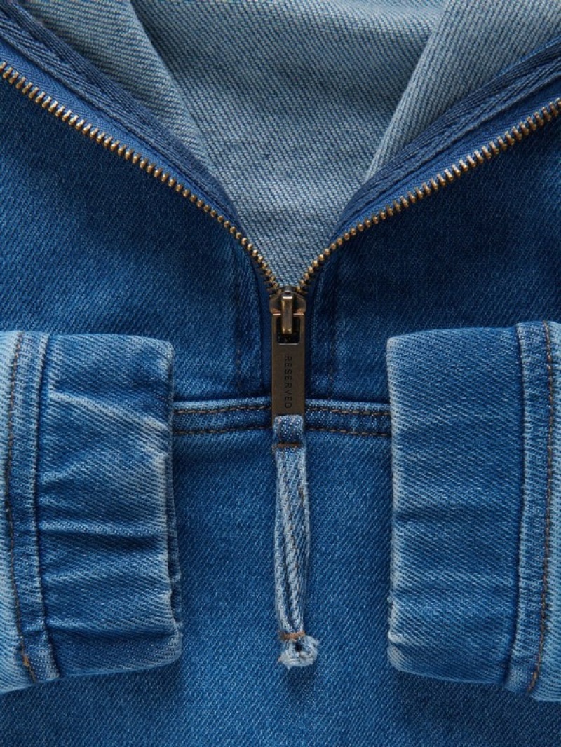 Reserved Long Denim Mit Kapuze Pullover Jungen Blau | 5698-WDGFR