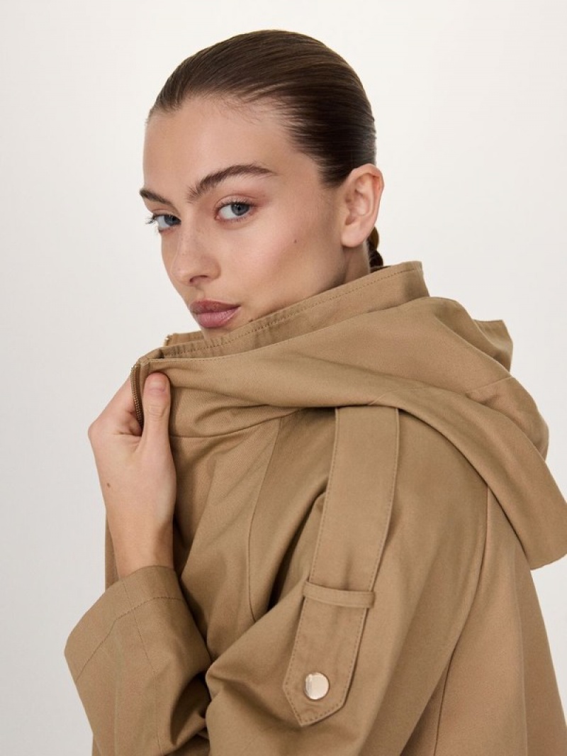 Reserved Long Parkahood Mäntel Damen Beige | 0659-DNVRX