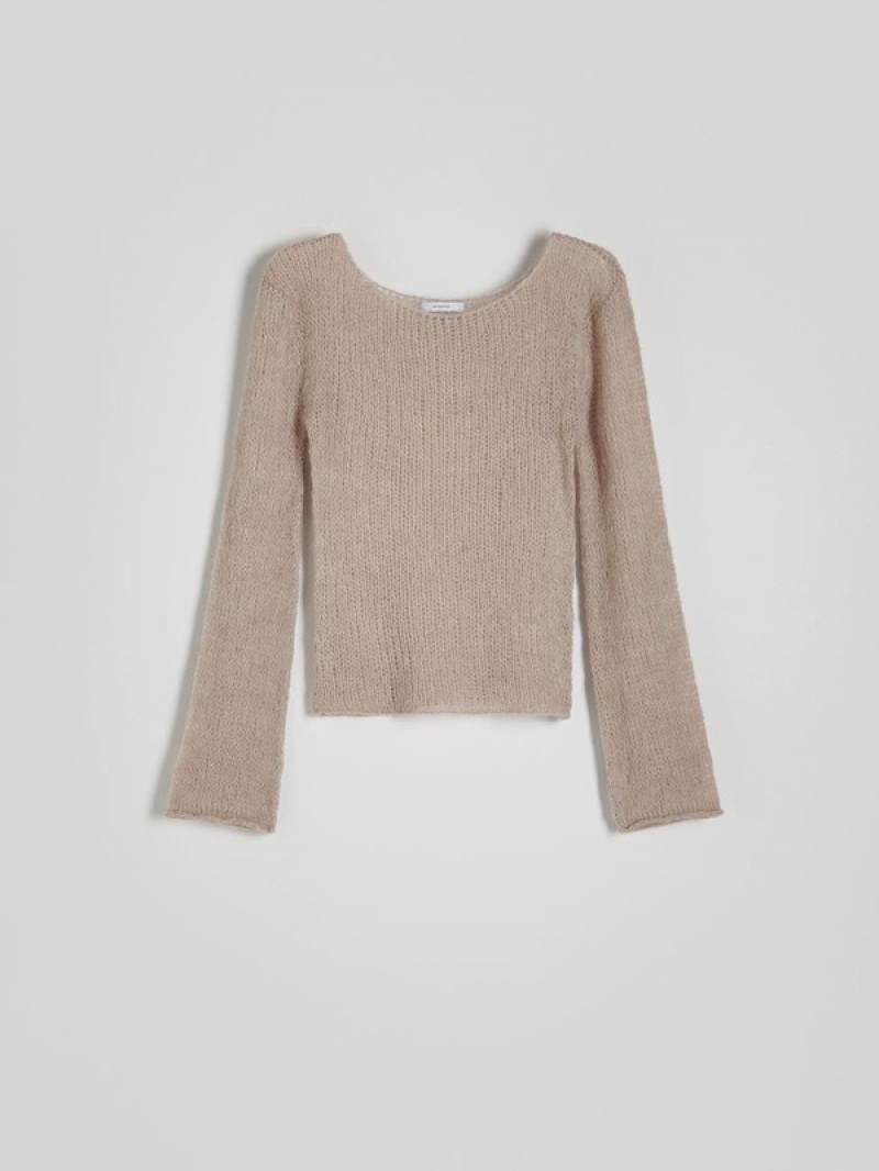 Reserved Loose-weave Pullover Damen Beige | 6950-VLGCY