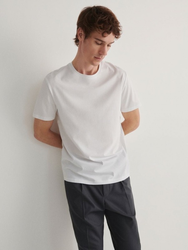 Reserved Lyocell Blend Plain T-shirts Herren Weiß | 9603-OTPHB