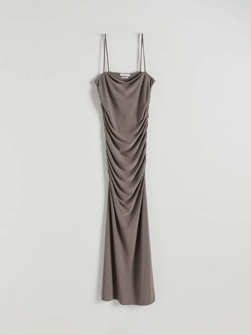 Reserved Maxidraping Kleid Damen Braun | 9758-CMXGK