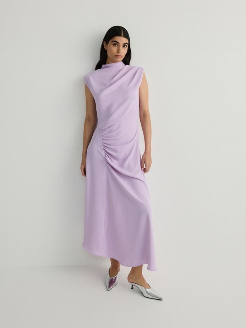 Reserved Maxigathering Kleid Damen Lavendel | 4651-AKPTS