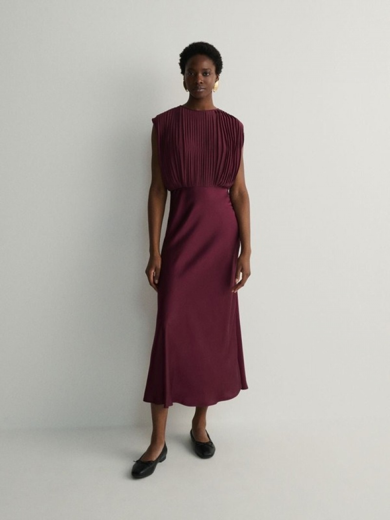 Reserved Maxipleats Kleid Damen Bordeaux | 2478-HCBVE