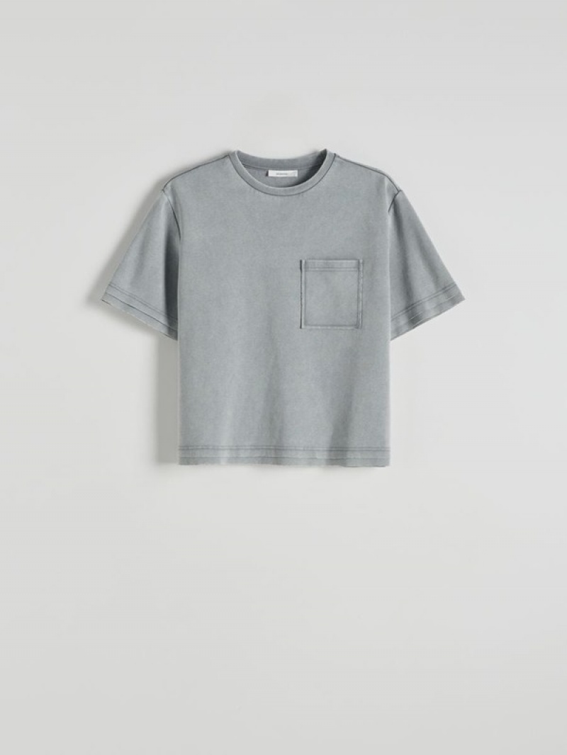 Reserved Melange Jersey T-shirts Damen Hellgrau | 0413-AZOWB