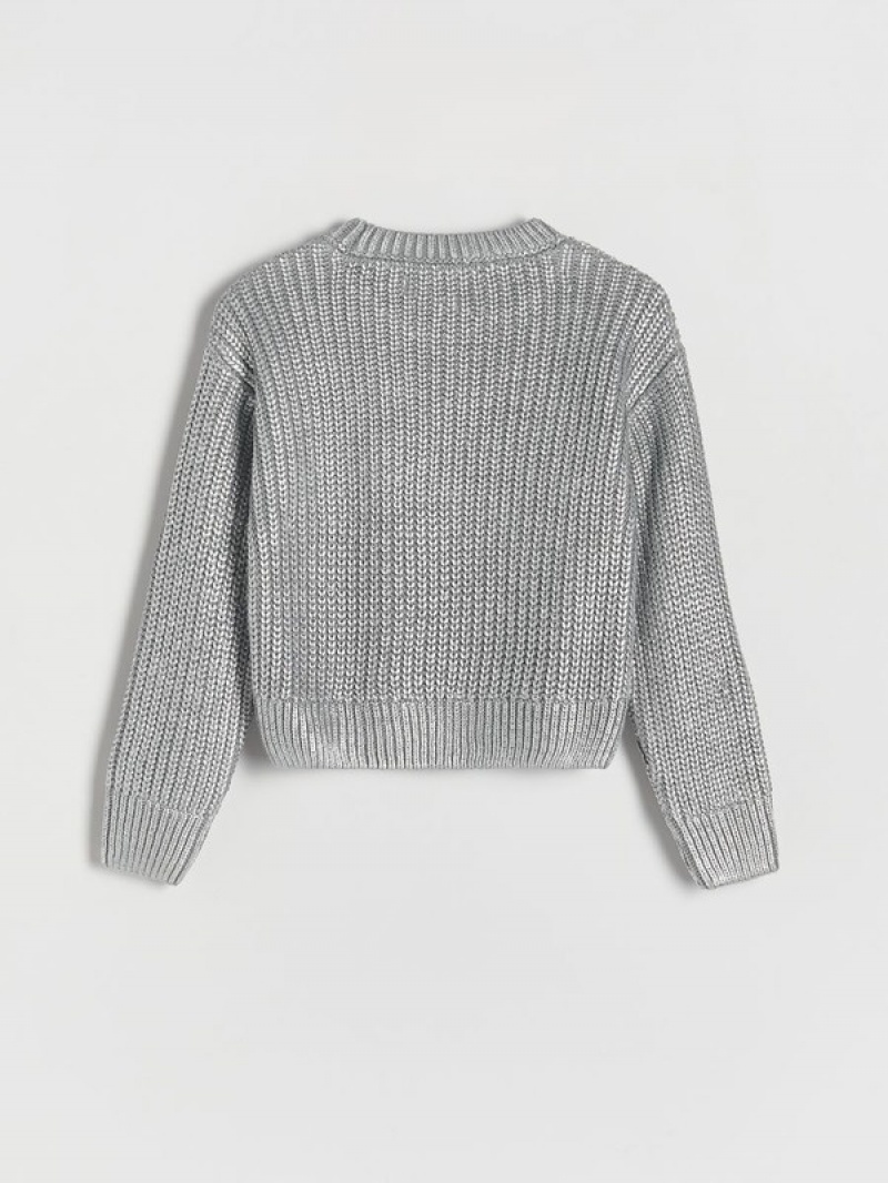 Reserved Metallic Effect Pullover Mädchen Silber | 4157-FHIGB