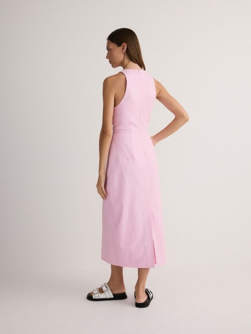 Reserved Midi Kleid Damen Rosa | 8096-JBTWG