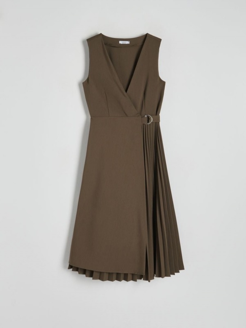 Reserved Midipleats Kleid Damen Braun | 0983-JGIQP