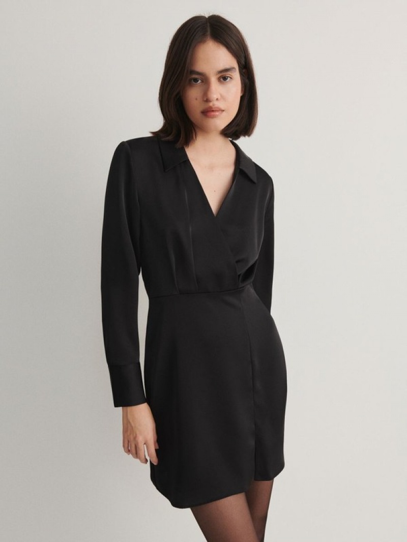 Reserved Mini Kleid Damen Schwarz | 5186-RCZLS