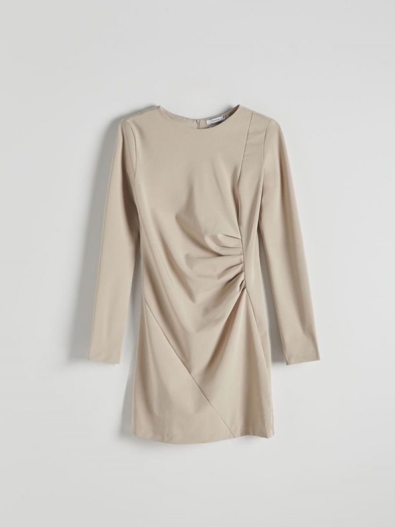 Reserved Minigathered Details Kleid Damen Beige | 4625-LGVQS