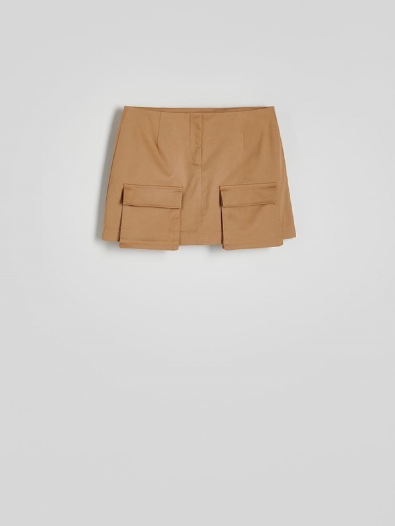 Reserved Minipockets Röcke Damen Beige | 3547-UAKGP