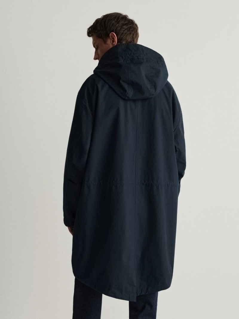 Reserved Mit Kapuze Parka Mäntel Herren Navy | 5409-PRLXM